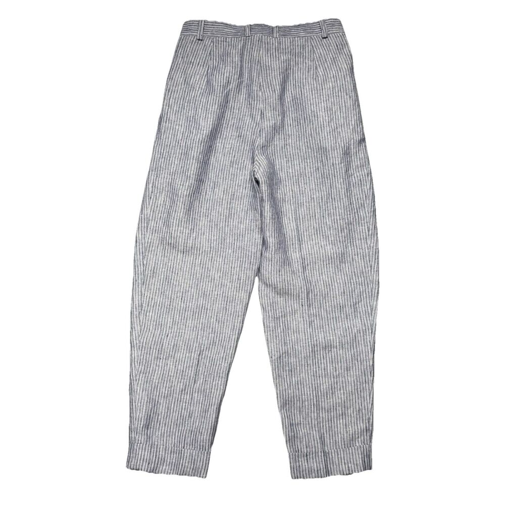Claramonte Ankle Crop Pants 40 US 8 (29x25.5) Blue Pinstripe Pleat Cuffed Womens - Picture 2 of 9